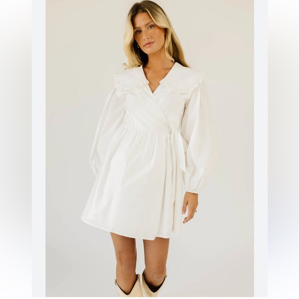 Zoco Maxwell Wrap Dress White Eyelet Peter Pan Collar Eyelet Wrap Dress Size L